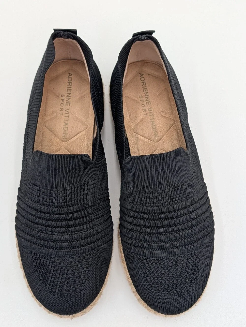 Adrienne Vittadini Sport Sz 7.5 Niko Espadrille Sneakers Black Knit Platform